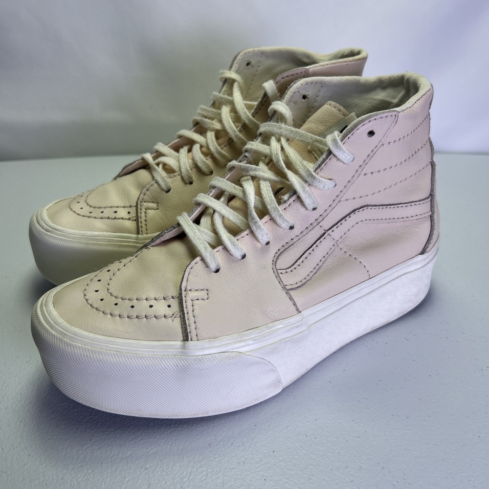 Vans Womens Sk8-hi Tapered Pink Leather Stackform Sneakers Shoes Size 7.5